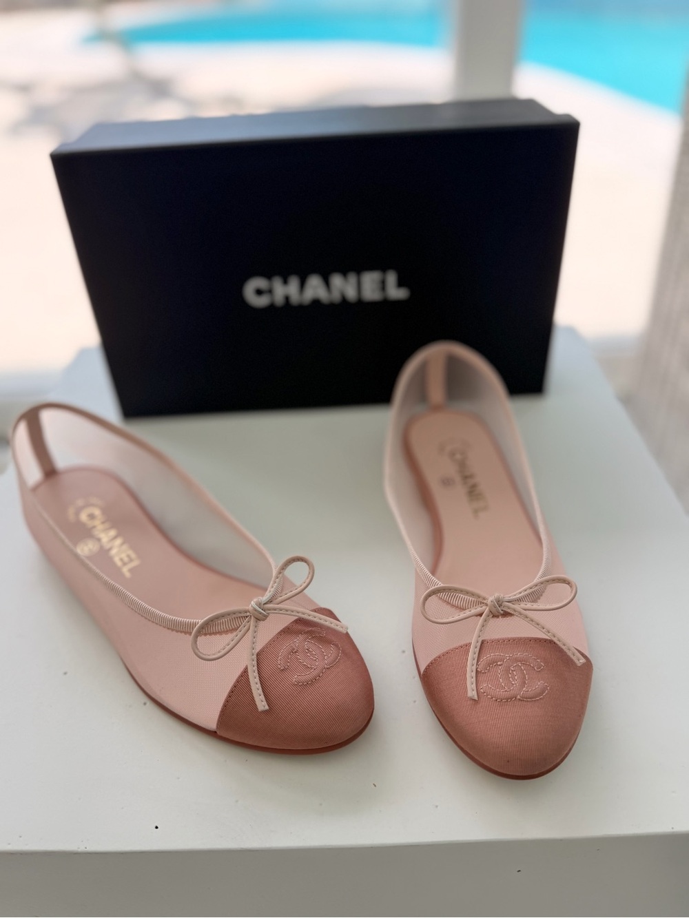 Chanel Pink Ballet Flats with CC Logo
